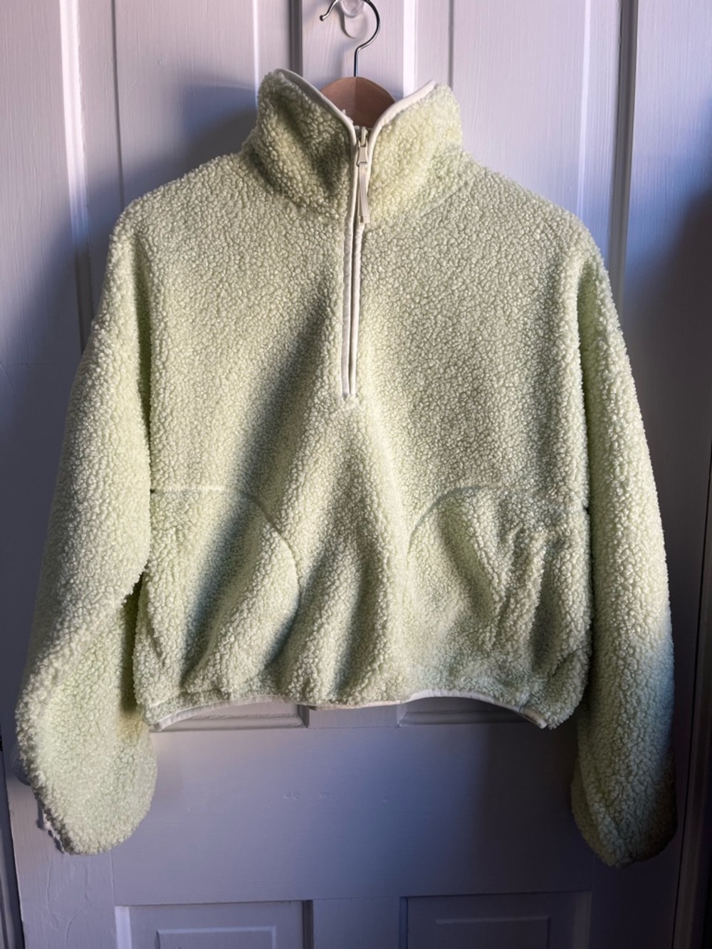 Old Navy Light Green Sherpa Half-Zip Pullover
